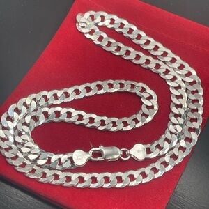 22 inch silver curb Cuban chain